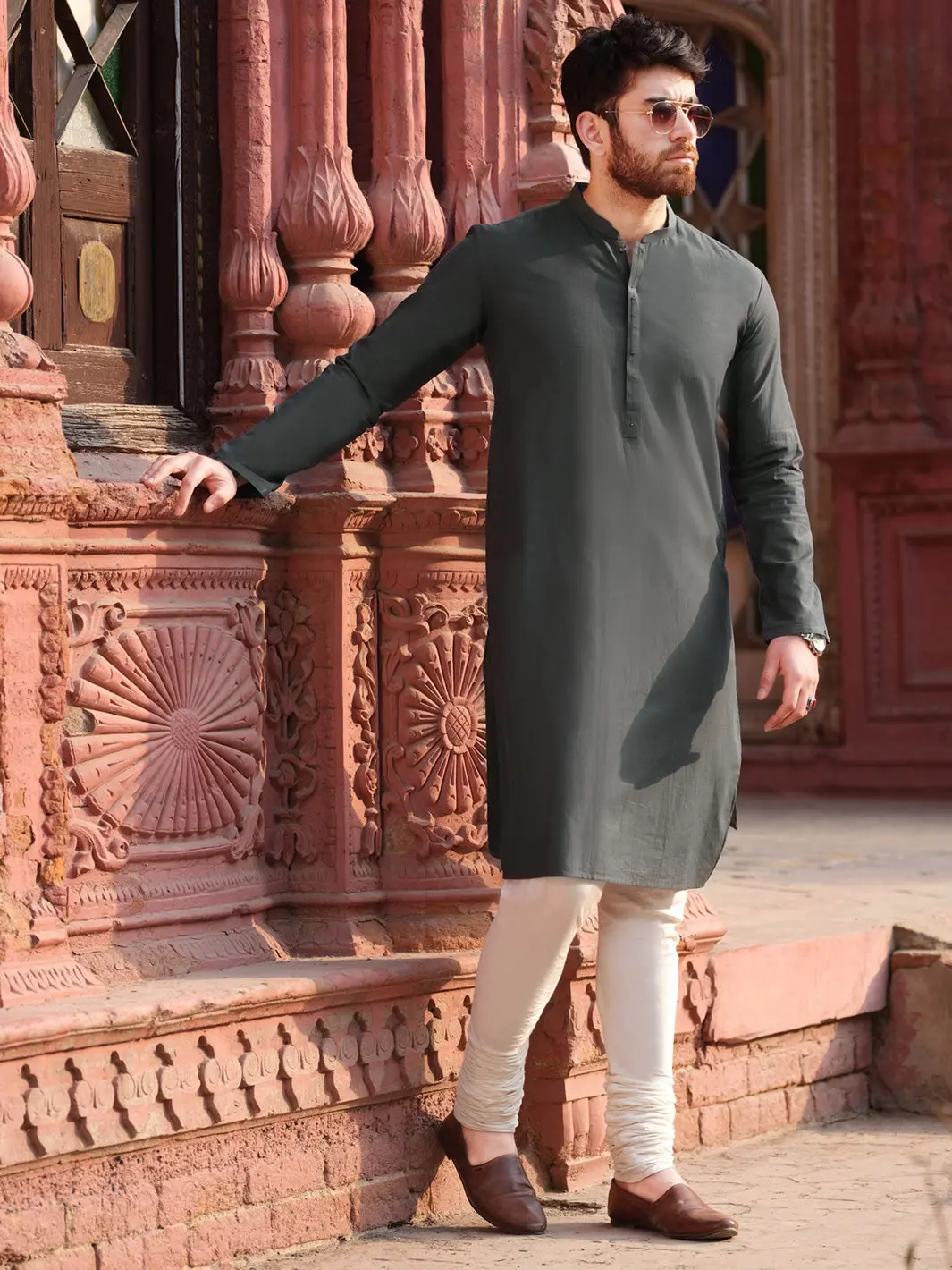 Green Blended Kurta - Al-K-835 1