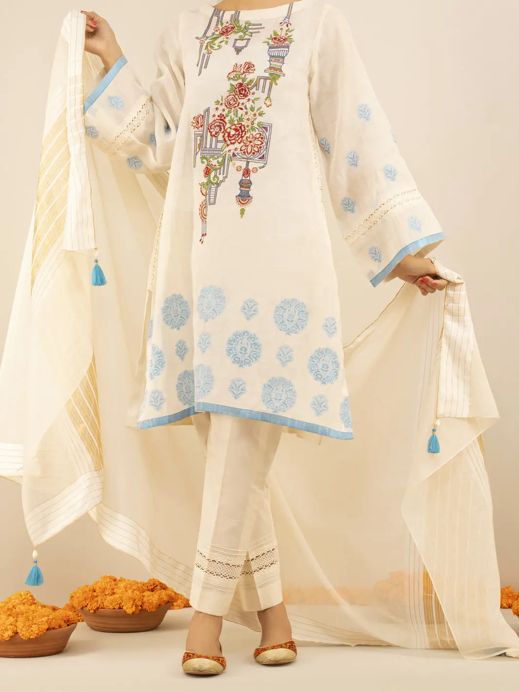 White Jacquard 3Pc Stitched - Alp-3Ps-844 1
