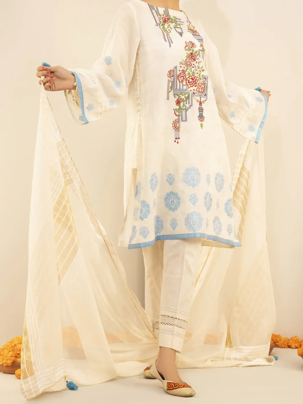 White Jacquard 3Pc Unstitched - Alp-3Ps-844 1