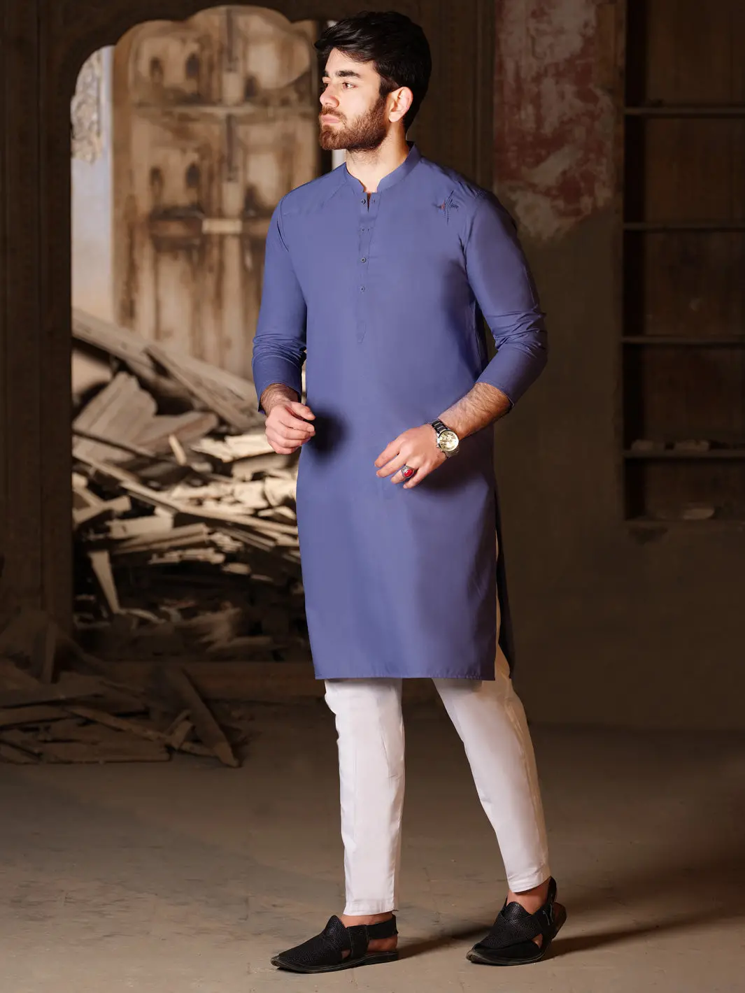 Blue Blended Kurta - Al-K-851 1