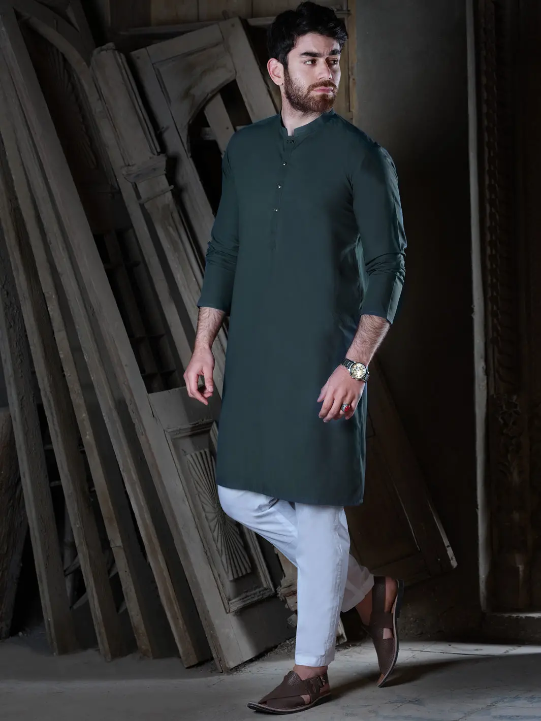 Green Blended Kurta - Al-K-852 1