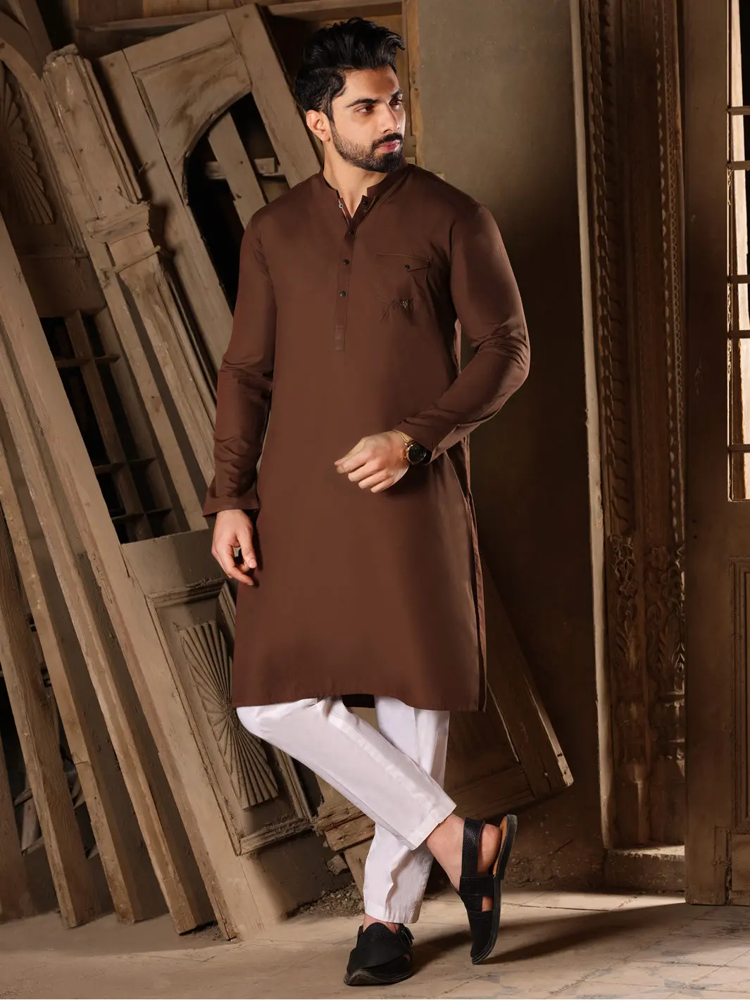 Brown Blended Kurta - Al-K-853 1