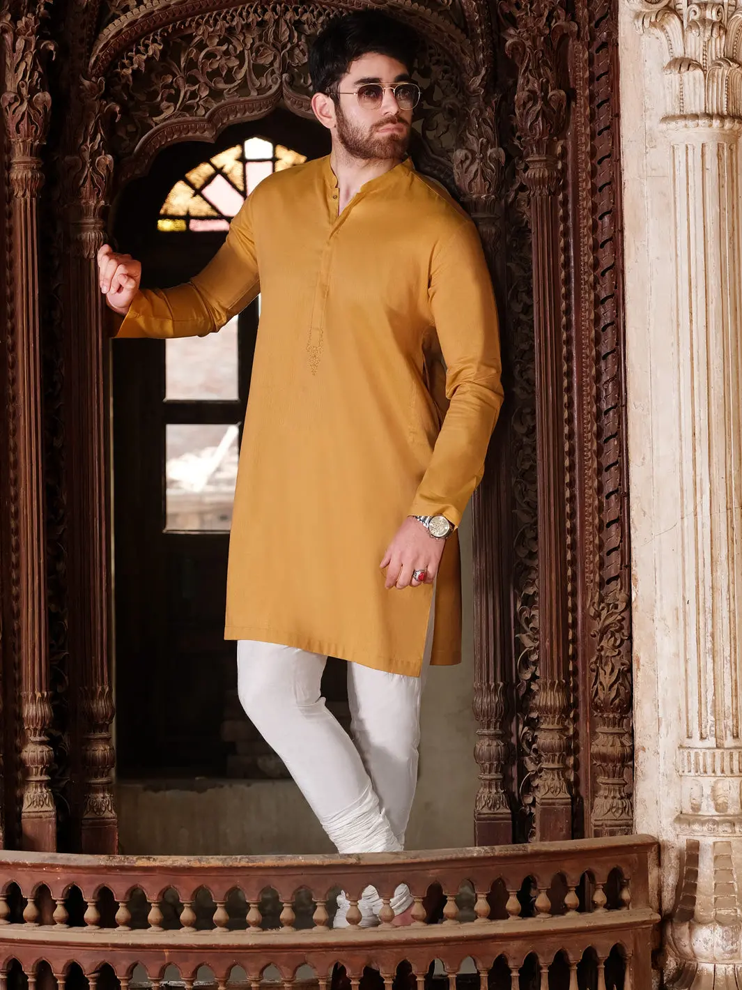 Yellow Blended Kurta - Al-K-857 1