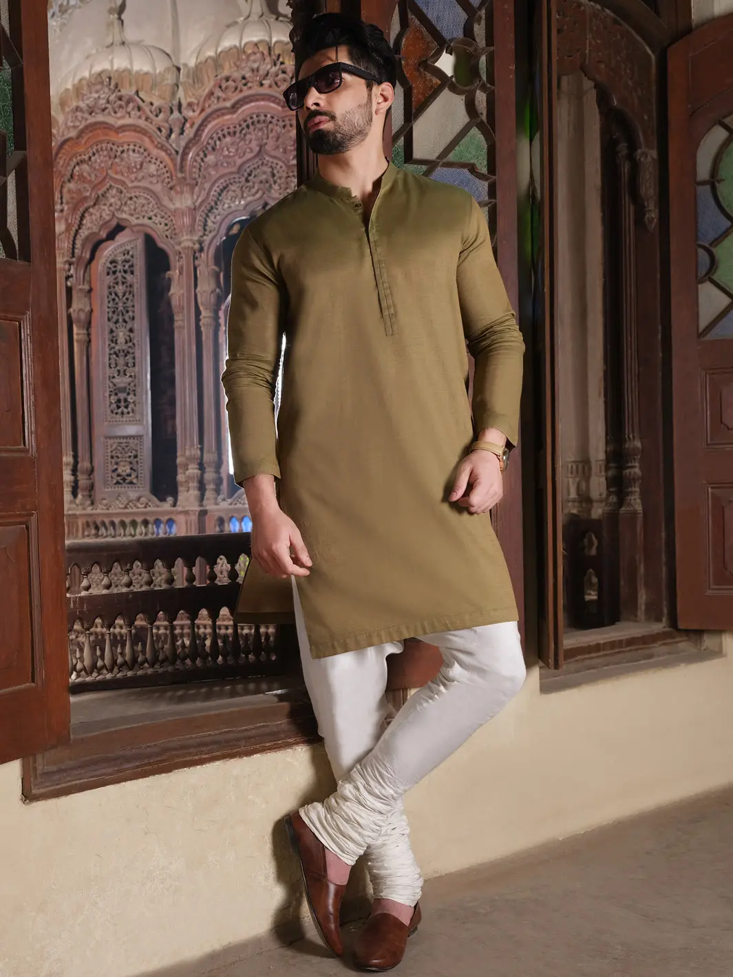 Green Blended Kurta - Al-K-859 1