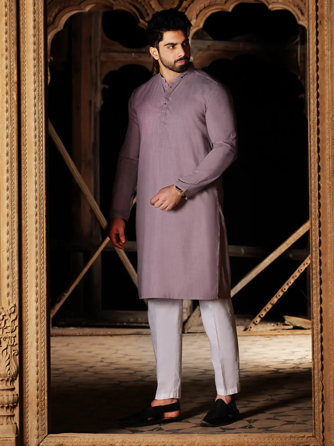 Light Purple Blended Kurta - Al-K-863 1