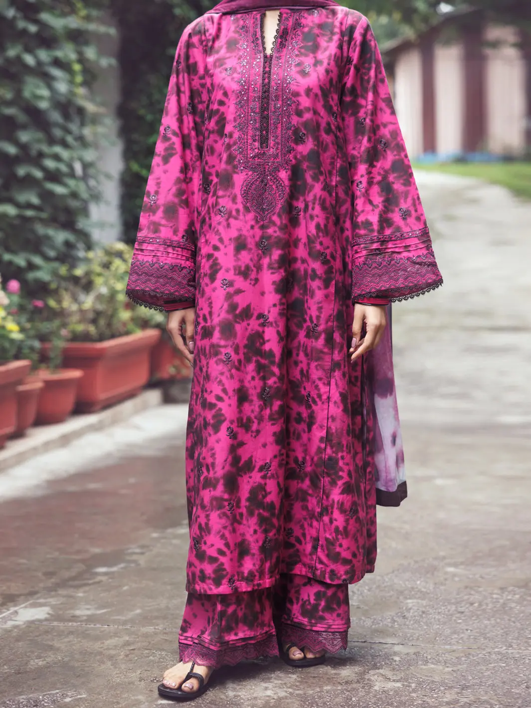 Fuchsia Cambric 3Pc Stitched - Awp-3Ps-875 1