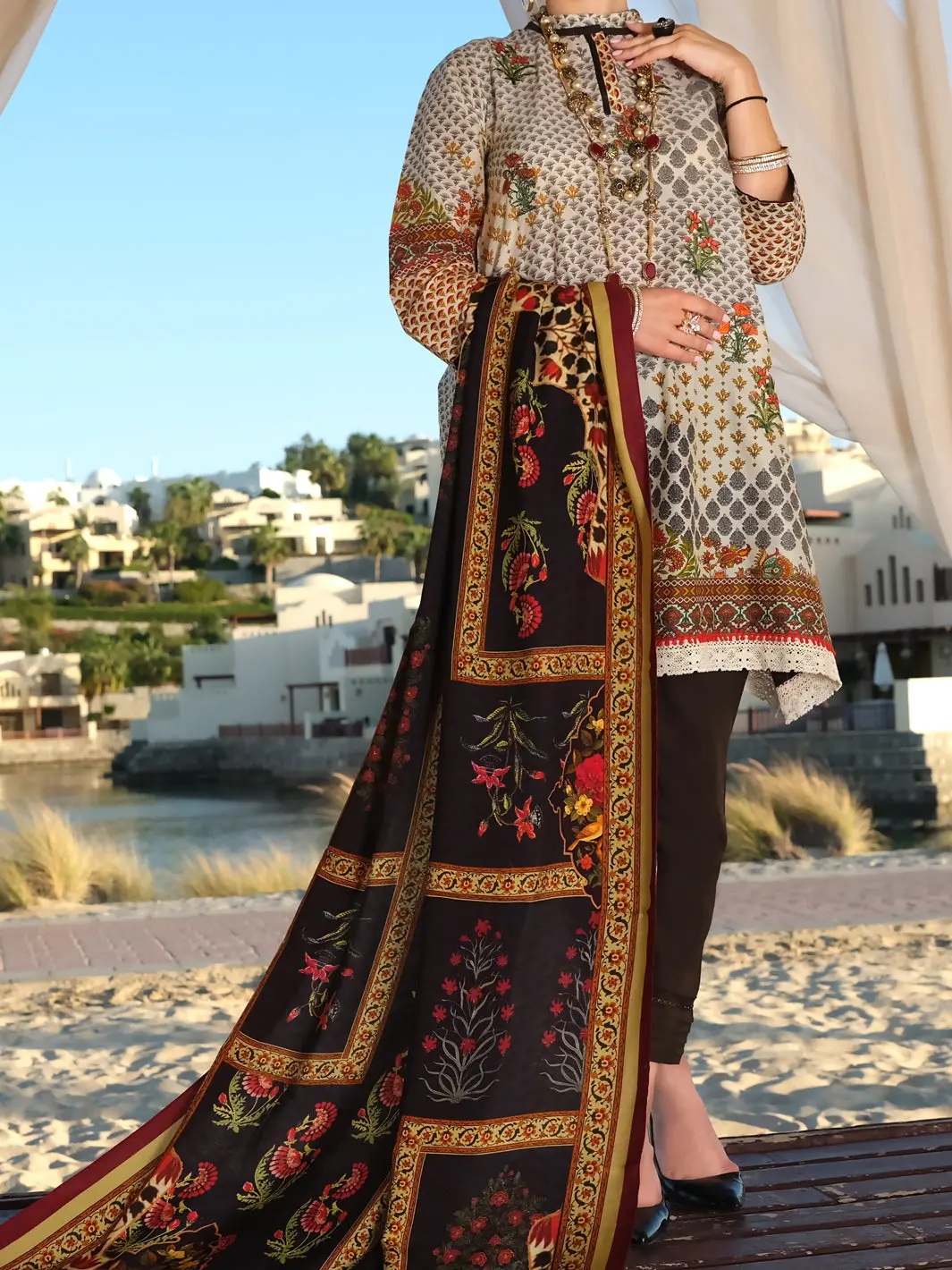 Beige Lawn 3Pc Unstitched - Alp-3Ps-884 1