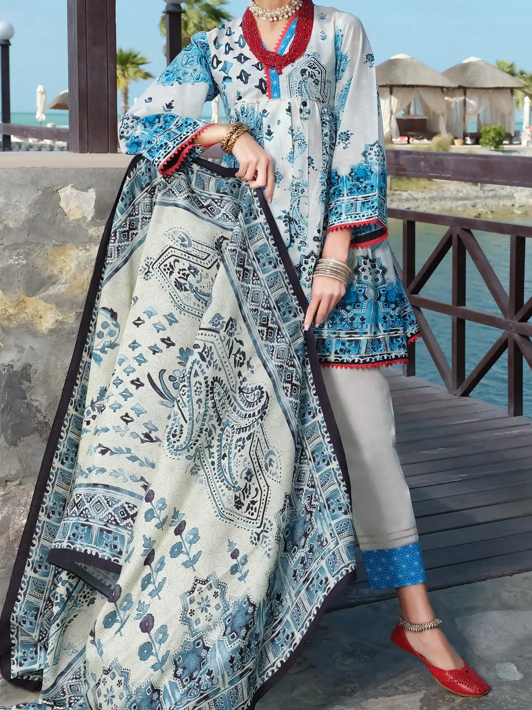 White Lawn 3Pc Unstitched - Alp-3Ps-886 1