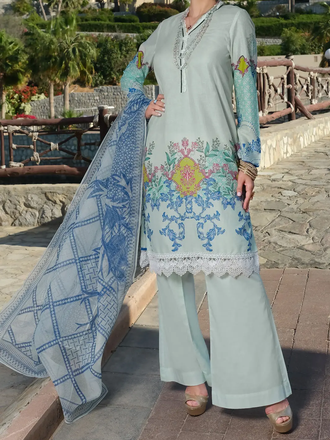 Aqua Lawn 3Pc Stitched - Alp-3Ps-889 1