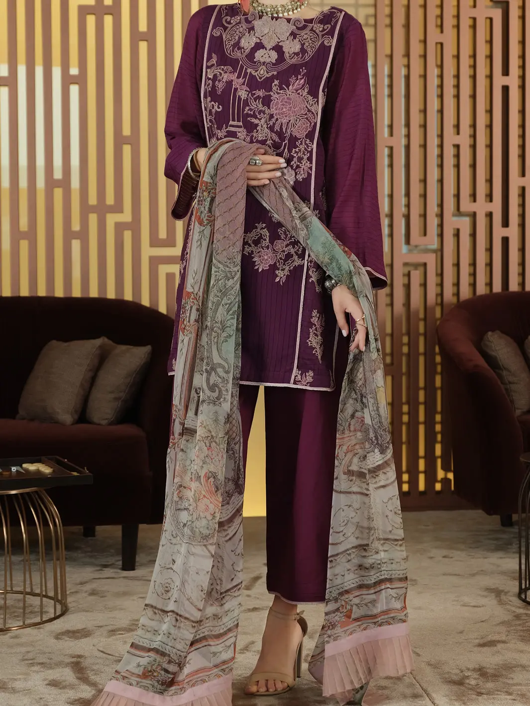 Purple Khaddi 3Pc Unstitched - Alp-3Ps-899 1