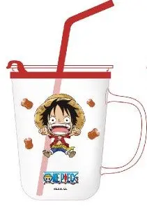 One Piece Collection Glass Bottle With Straw (400Ml)(Luffy) 1