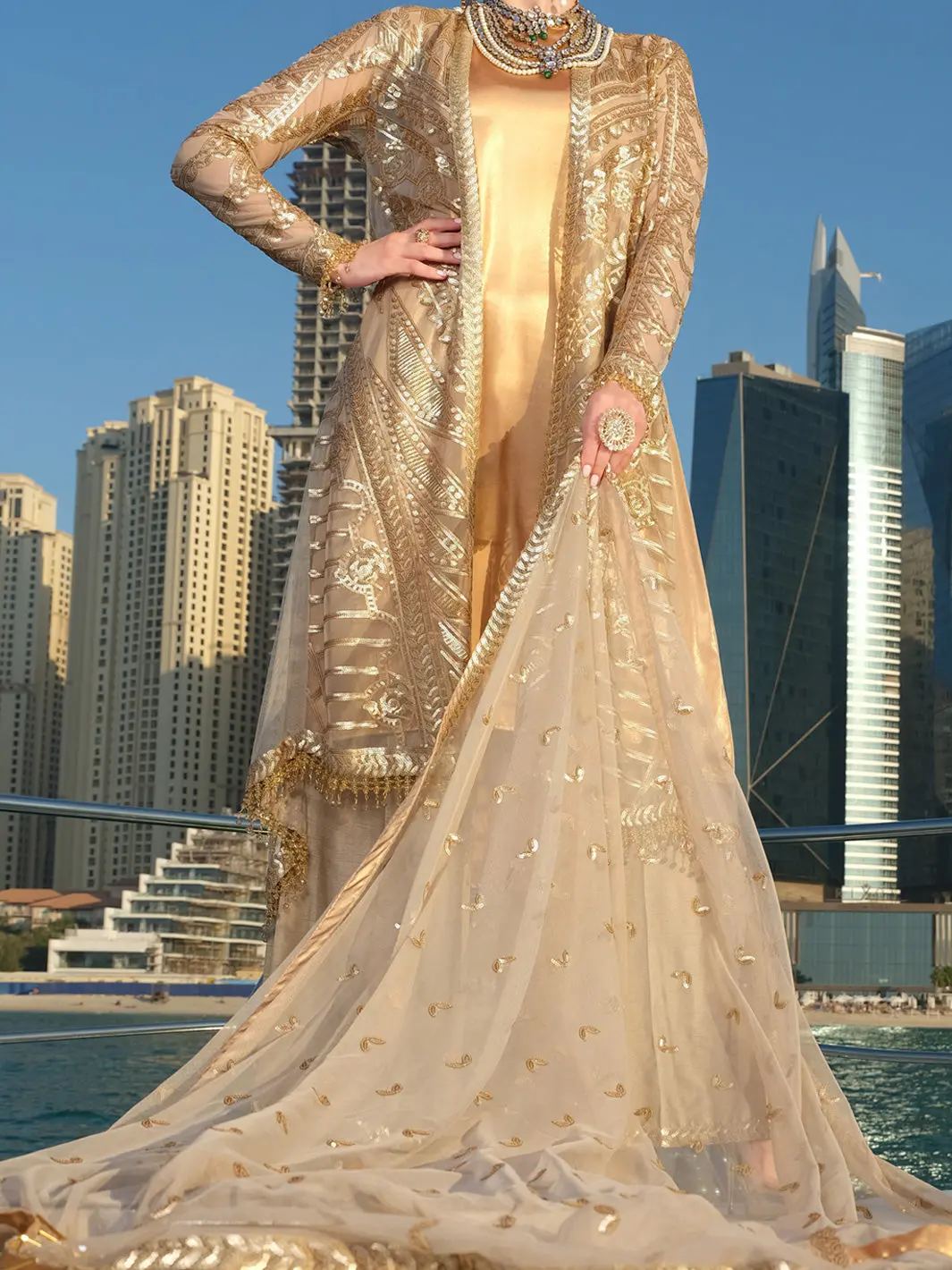 Golden Net 3Pc Unstitched - Alp-3Ps-911 1