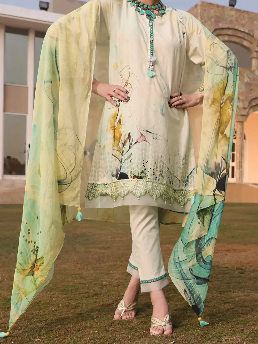 Sage Green Jacquard 3Pc Stitched - Alp-3Ps-944 1
