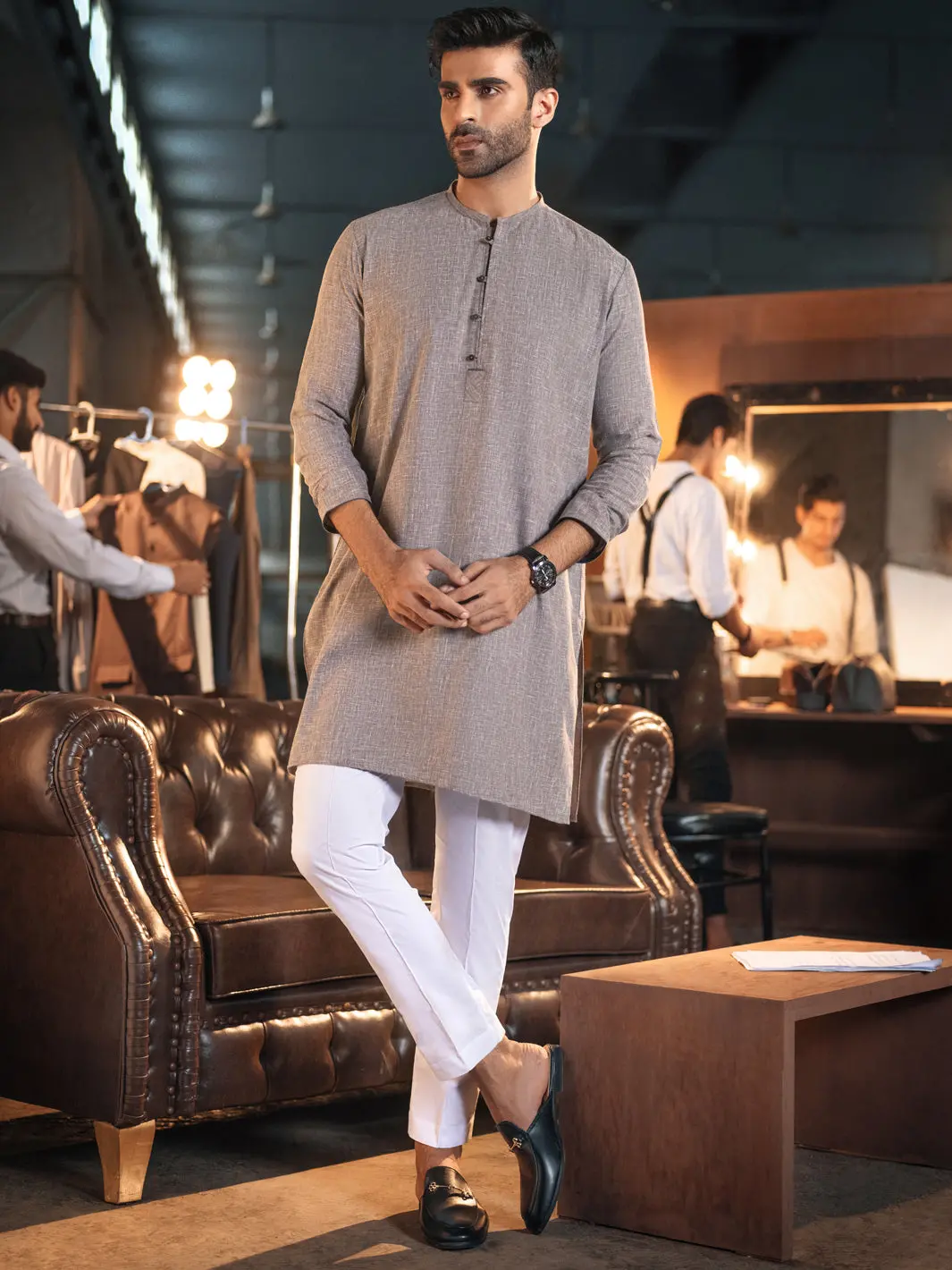 Grey Textured Kurta - Al-K-944 1