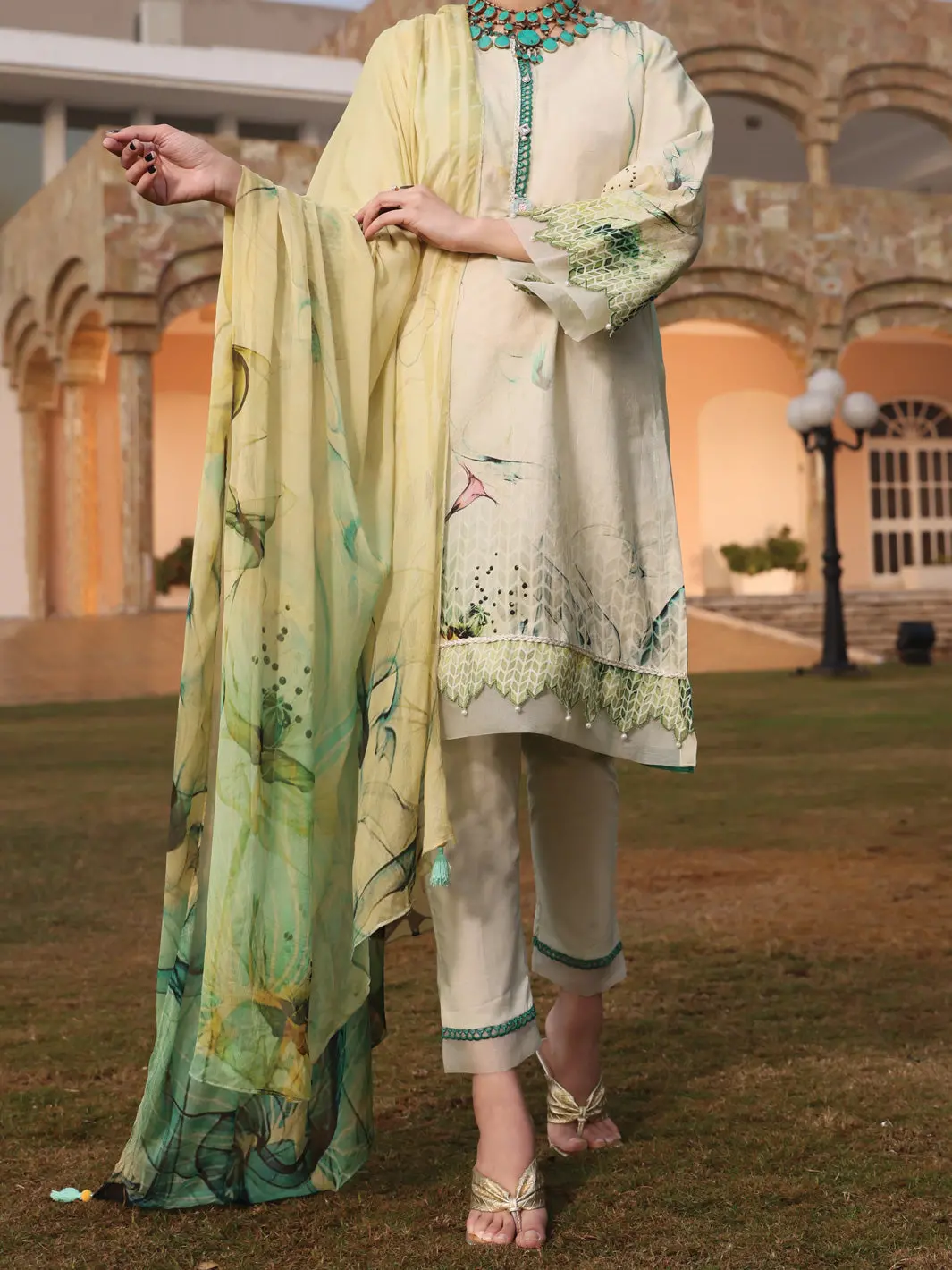 Sage Green Jacquard 3Pc Unstitched - Alp-3Ps-944 1