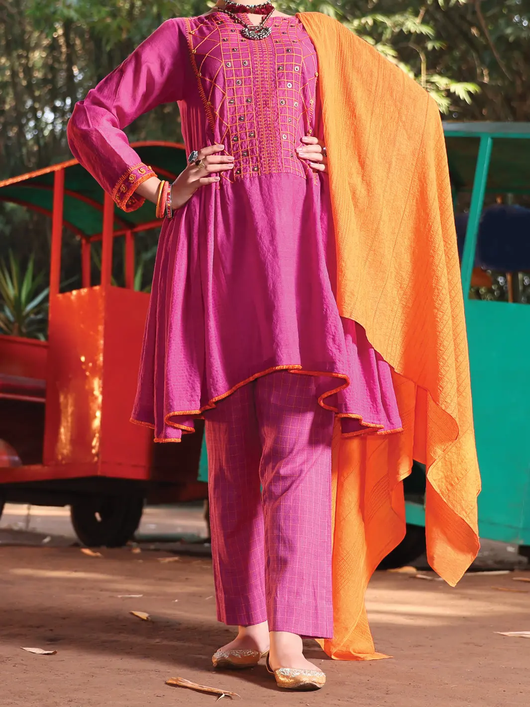 Purple Cotton Viscose 3Pc Unstitched - Alp-3Ps-946 1