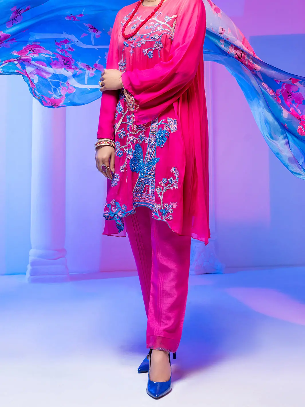 Pink Georgette 3Pc Stitched - Alp-3Ps-953/S 1