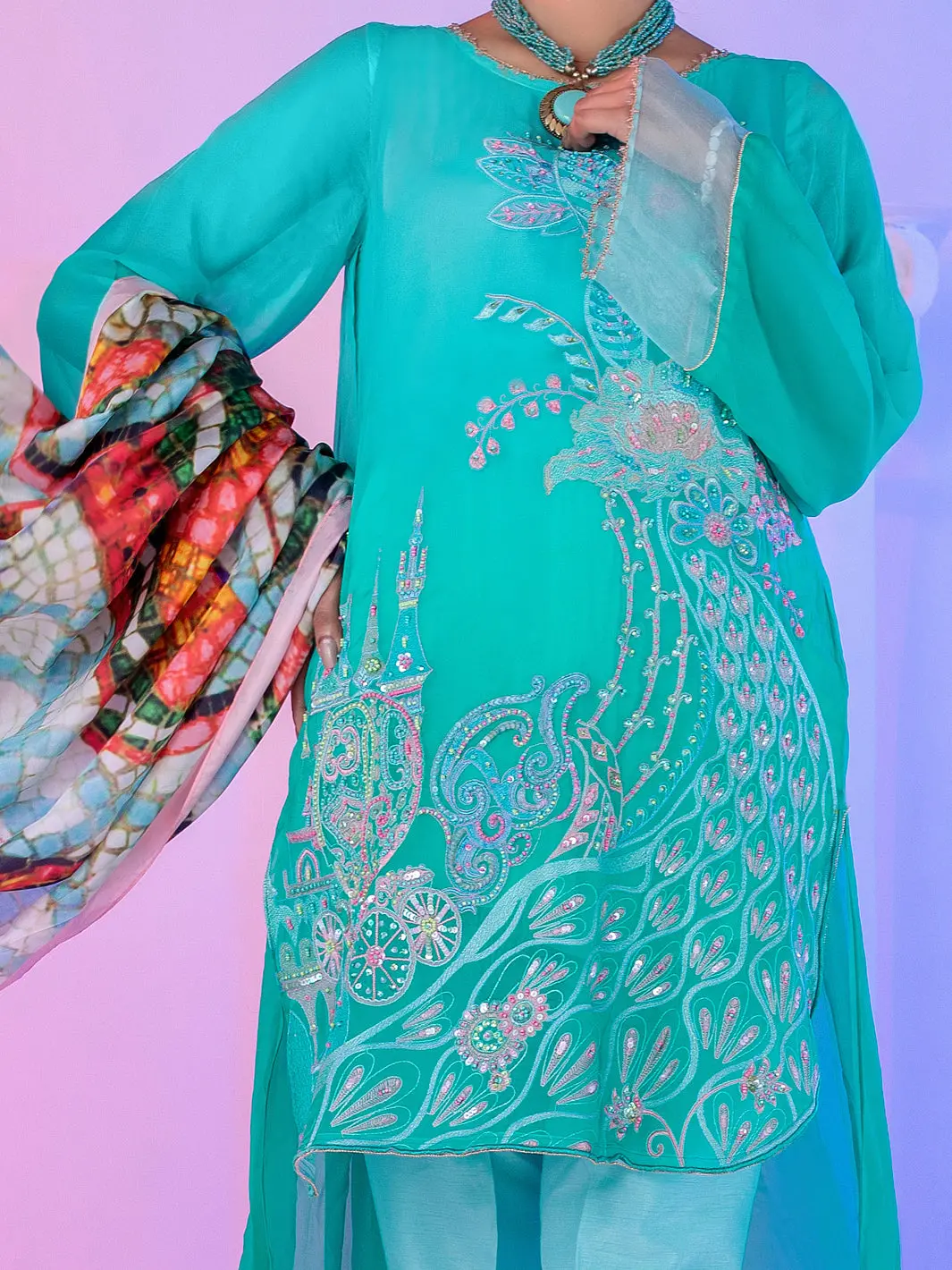 Ferozi Georgette 3Pc Stitched - Alp-3Ps-957/S 3