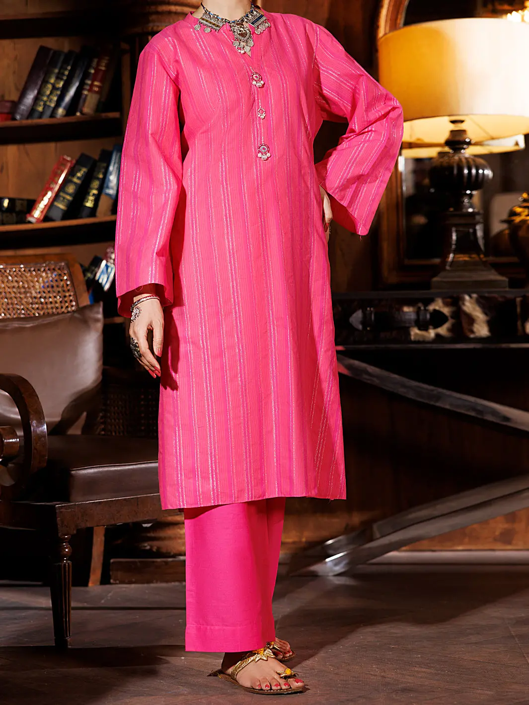 Pink Yarn Dyed 2Pc Stitched - Al-2Ps-Lks-979 1