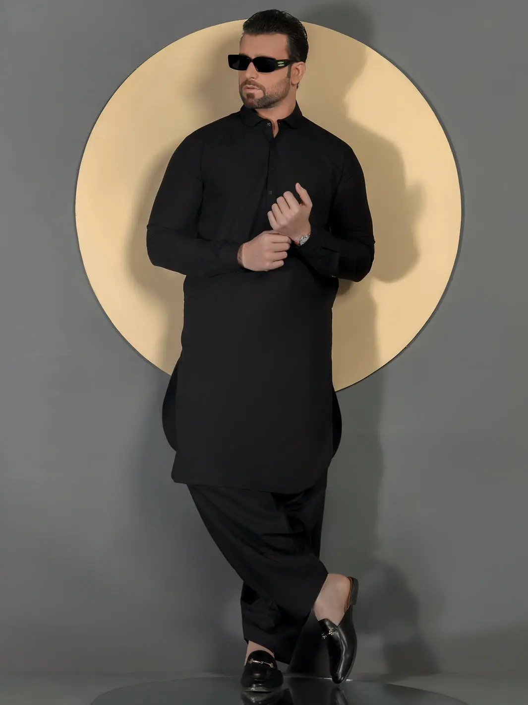 Black Blended Men Unstitched Fabric - Al-Nizam-22 1
