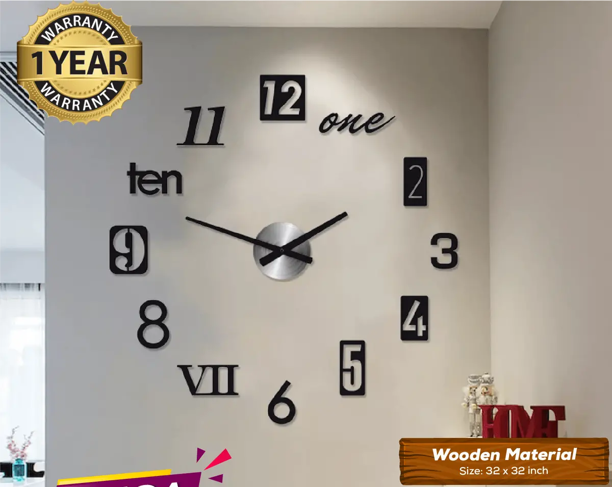Wooden Diy Clock With 12 Inches Needles 1