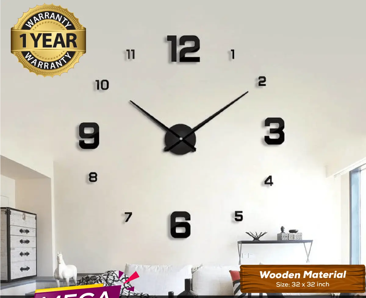 Large Size Wooden Diy Clock With 12 Inches Needles 1