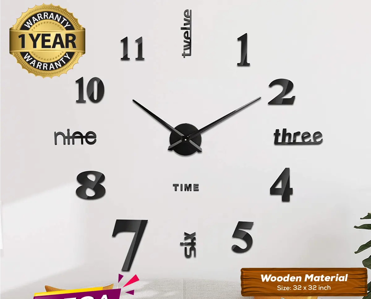 Large Size Wooden Diy Clock With 12 Inches Needles 1