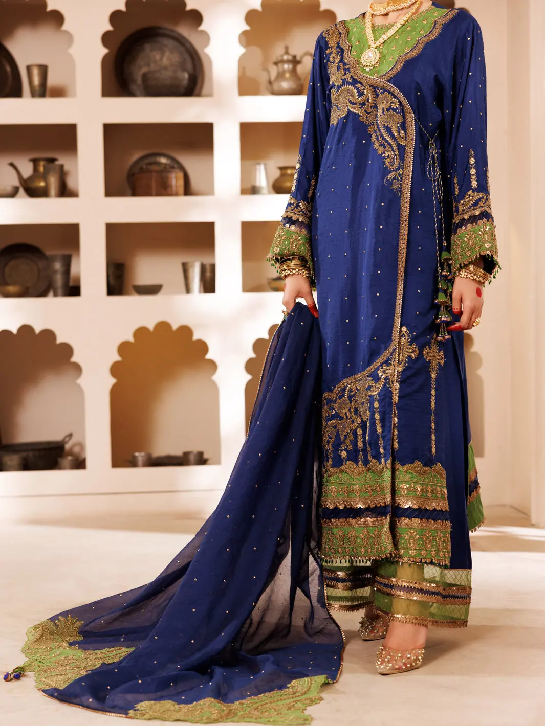 Blue Raw Silk 3Pc Formal Unstitched - Al-3Ps-Ls-Un-455 1