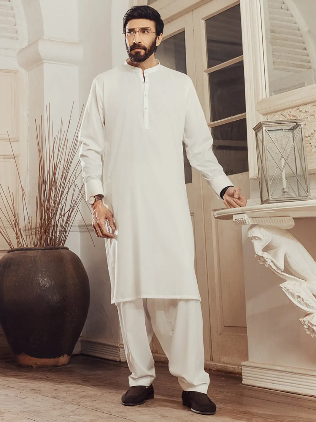 White Plain Kameez Shalwar - Alet-Ks-3011-R1 1
