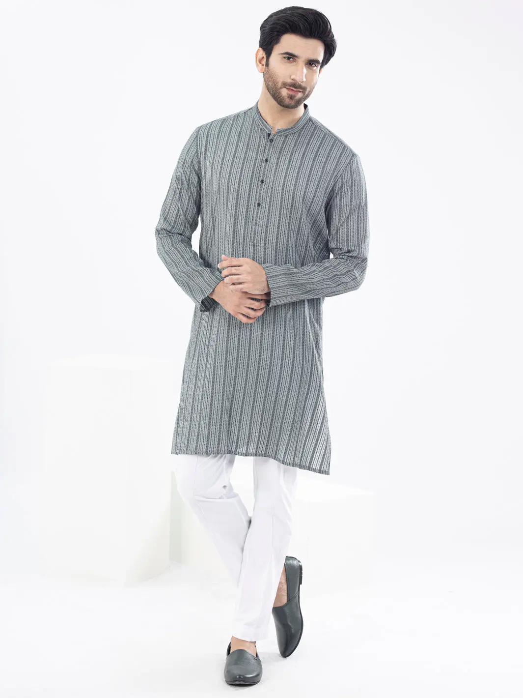 Teal Grey Kurta - Al-K-1061 1