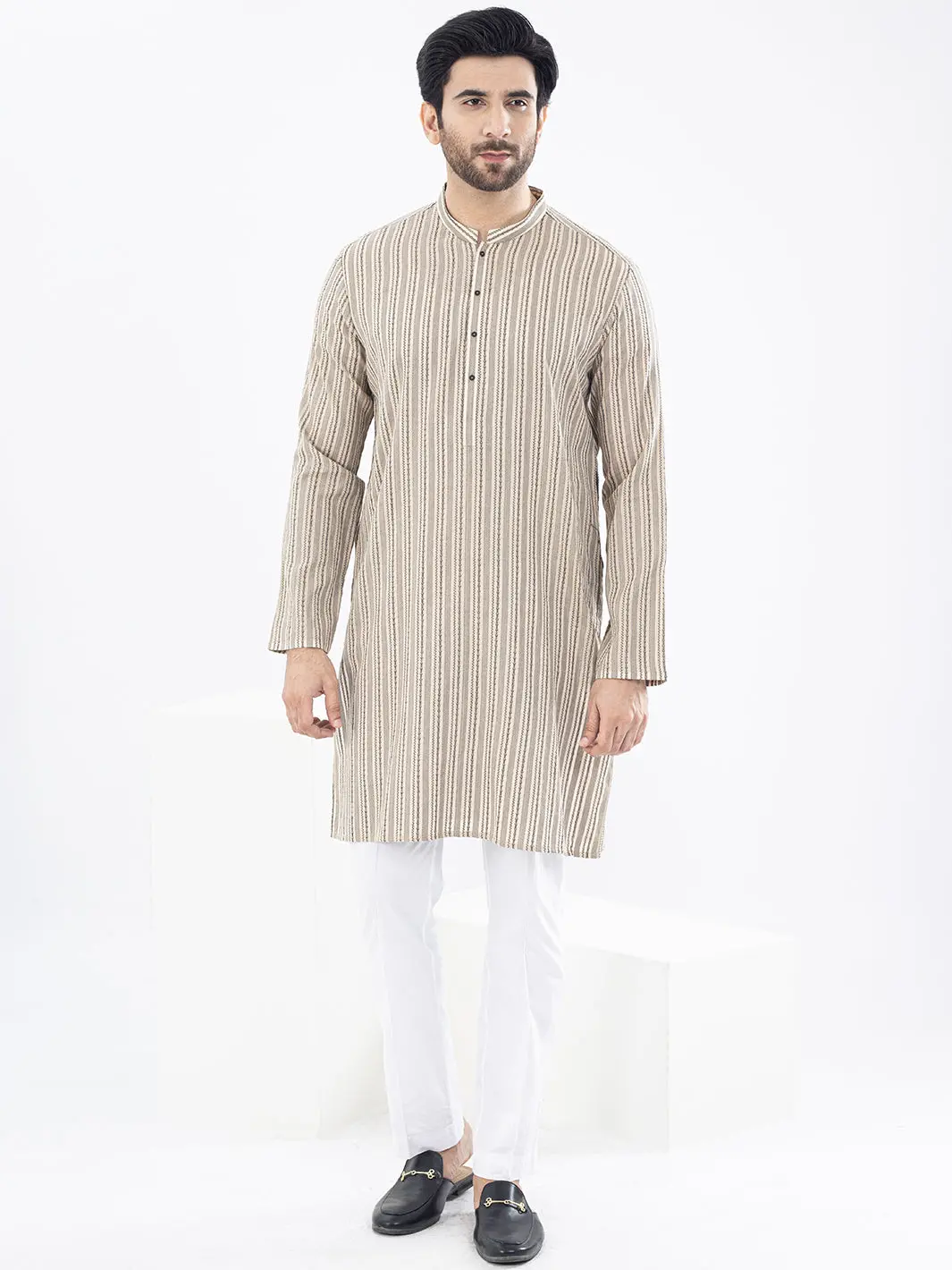 Cream Kurta - Al-K-1075 1