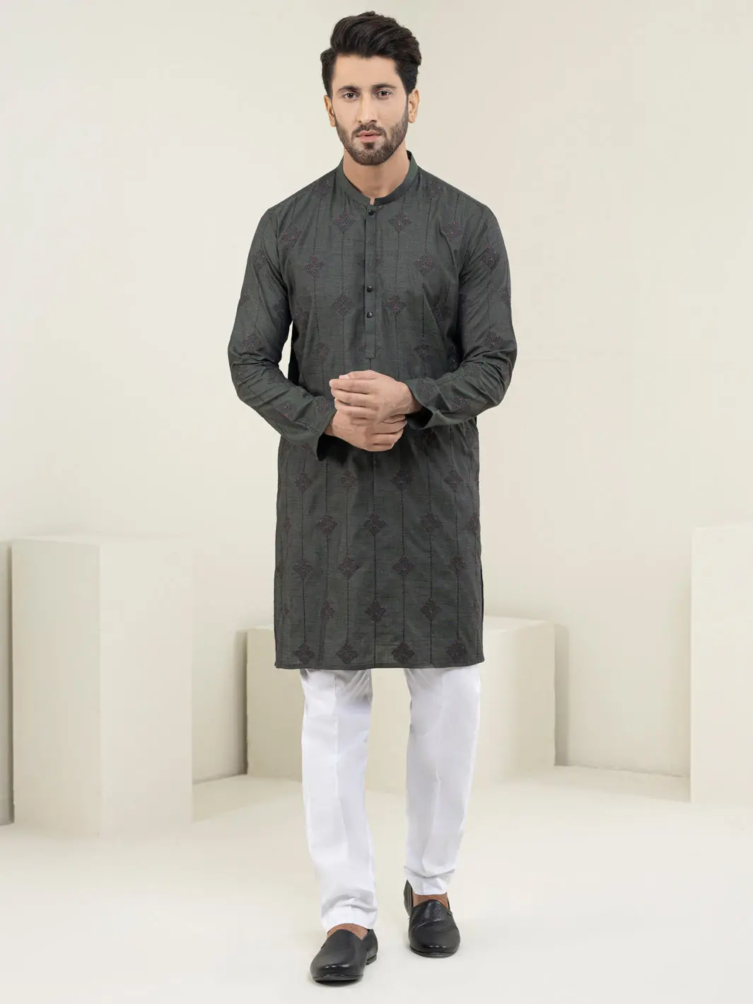 Green Kurta - Al-K-1120C 1