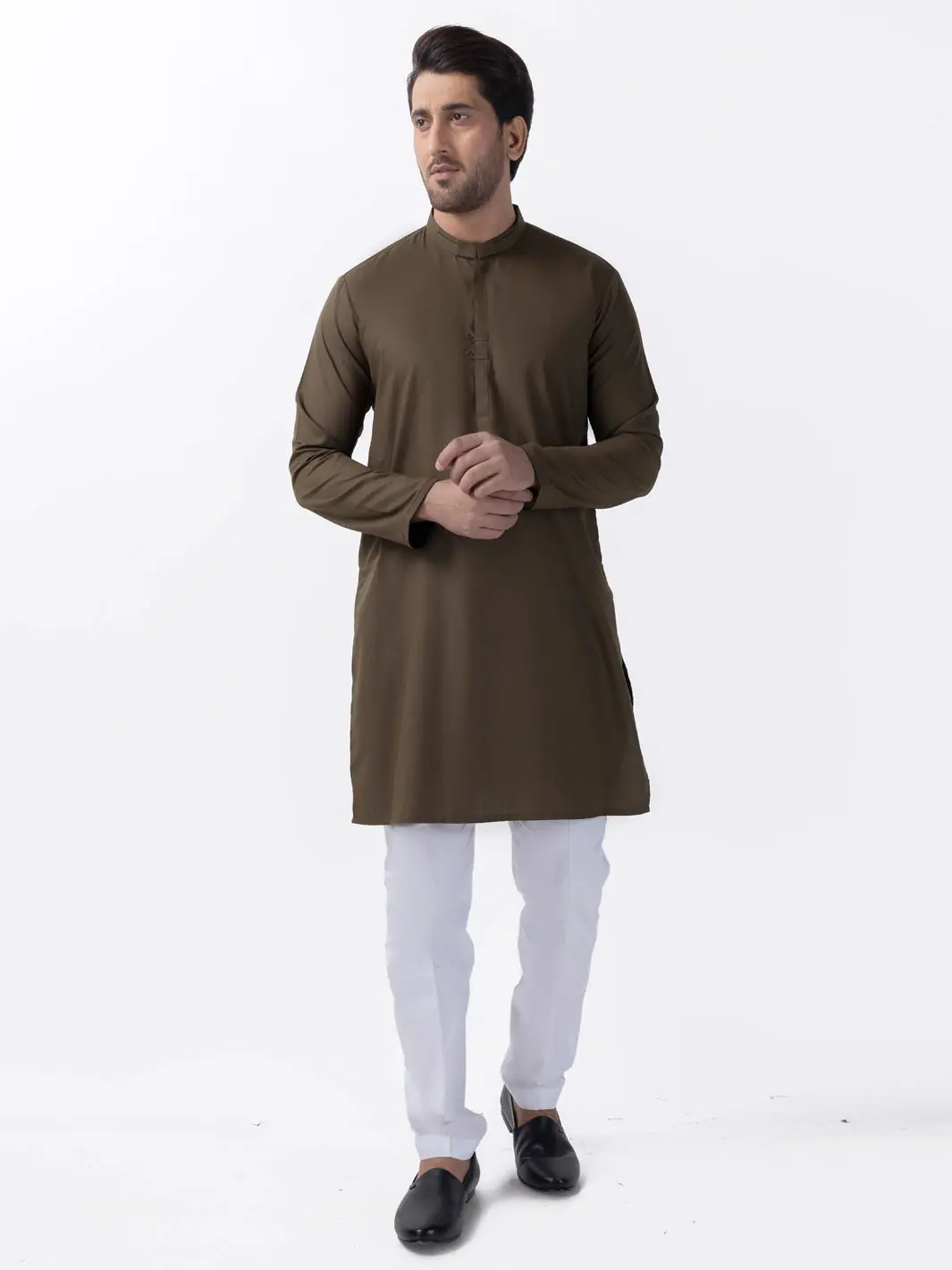 Olive Gree Blended Kurta - Al-K-1158 1