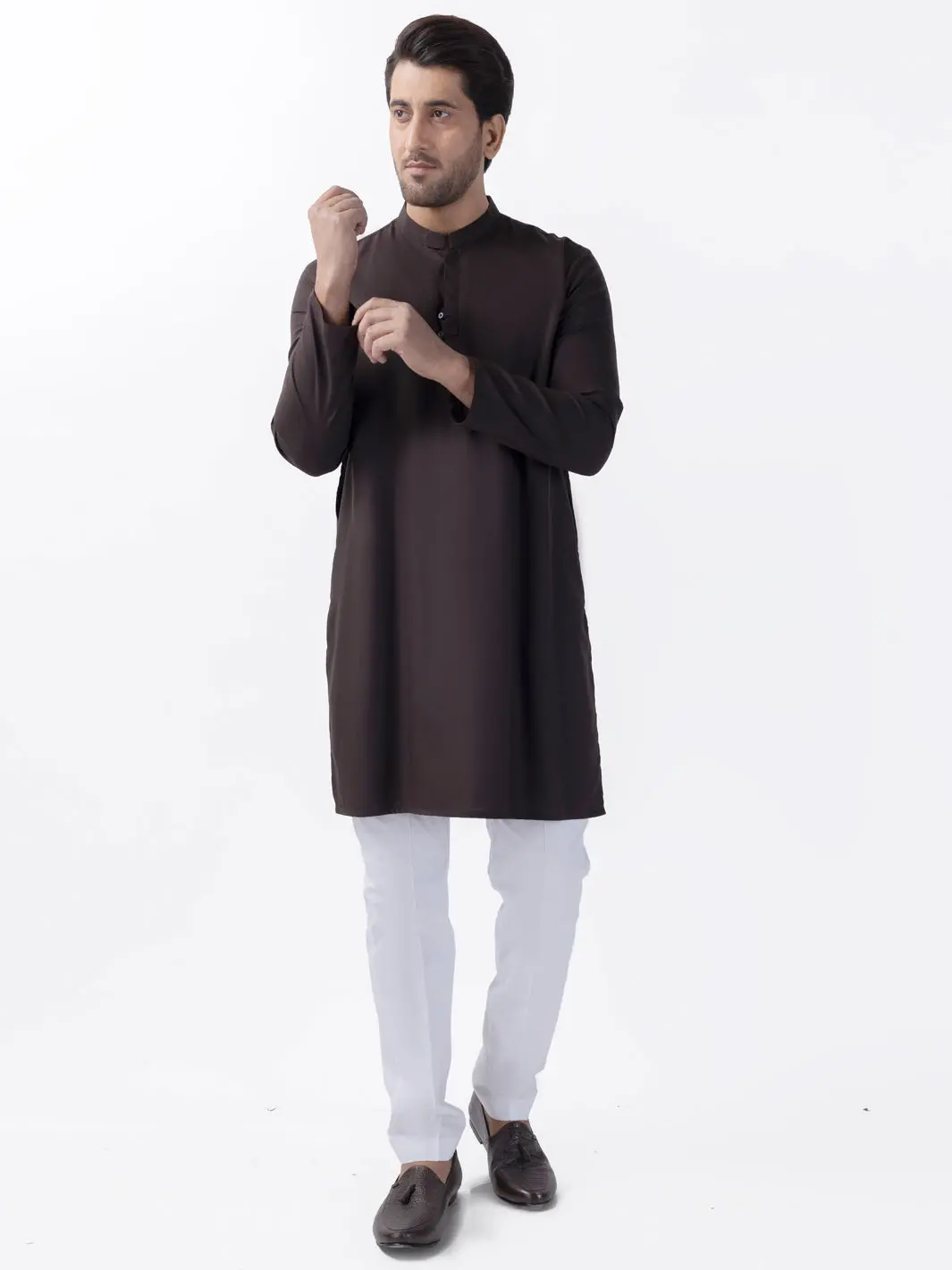 Dark Brown Blended Kurta - Al-K-1159 1