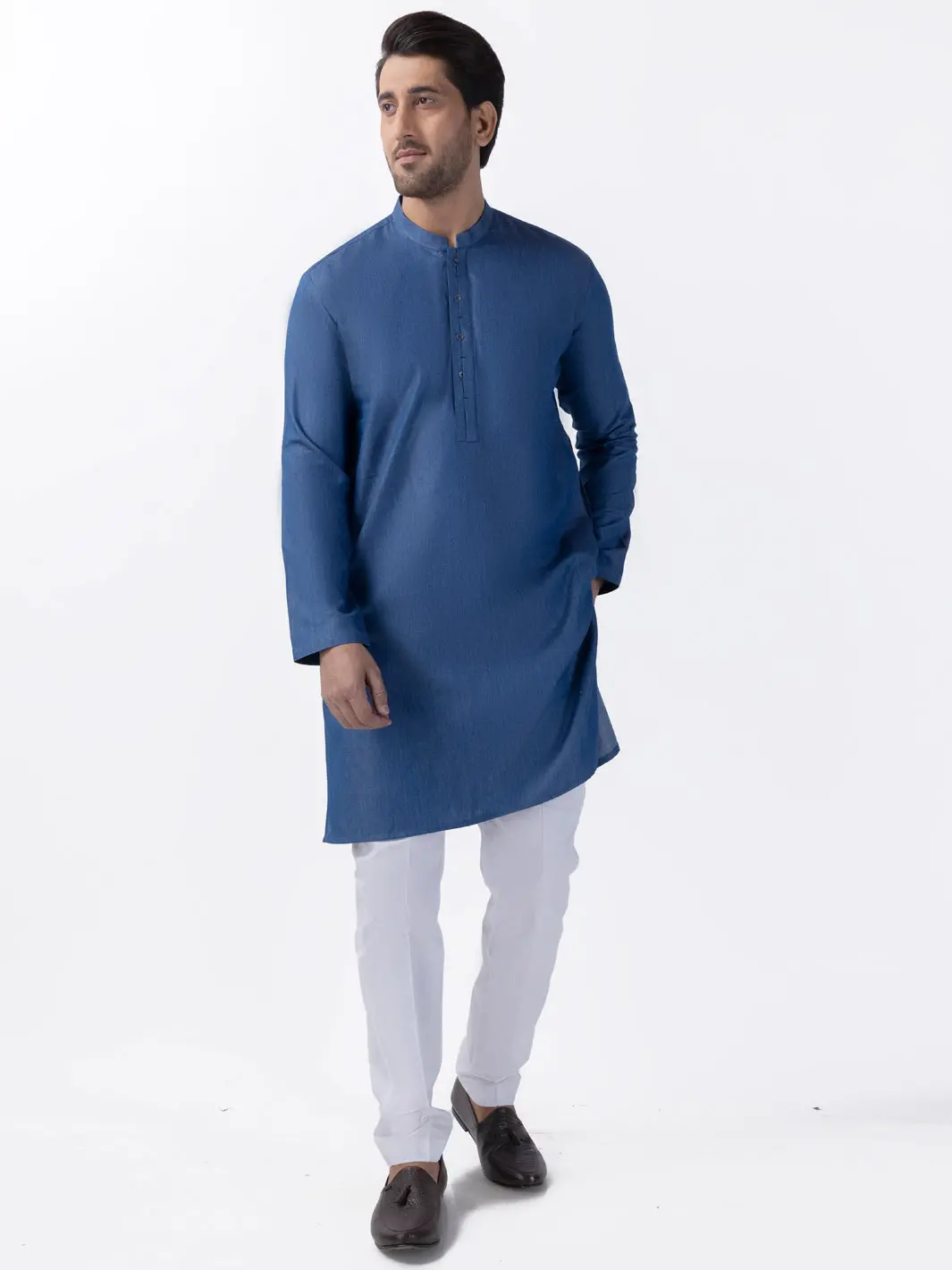 Blue Blended Kurta - Al-K-1173 1