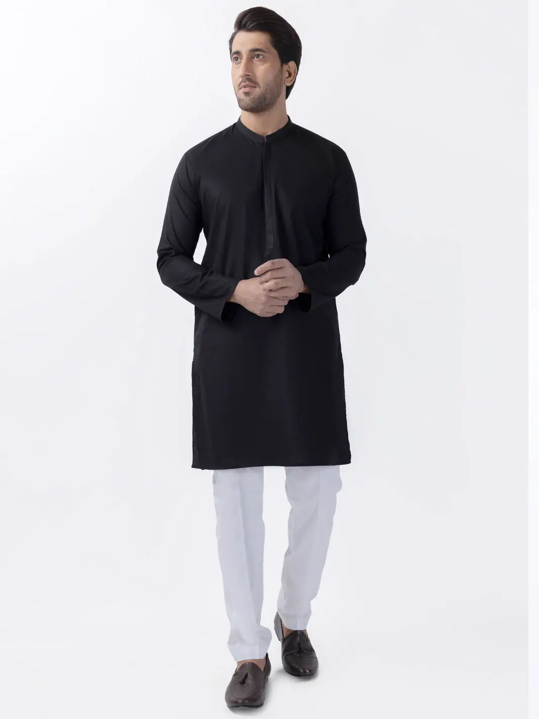 Black Blended Kurta - Al-K-1194B 1