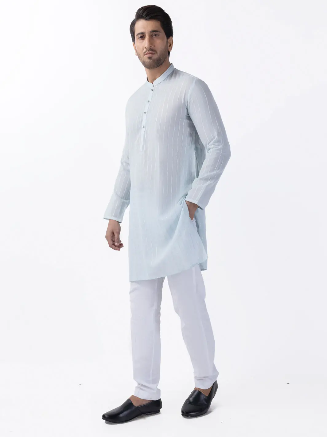 Sky Blue Cotton Kurta - Al-K-1196B 1