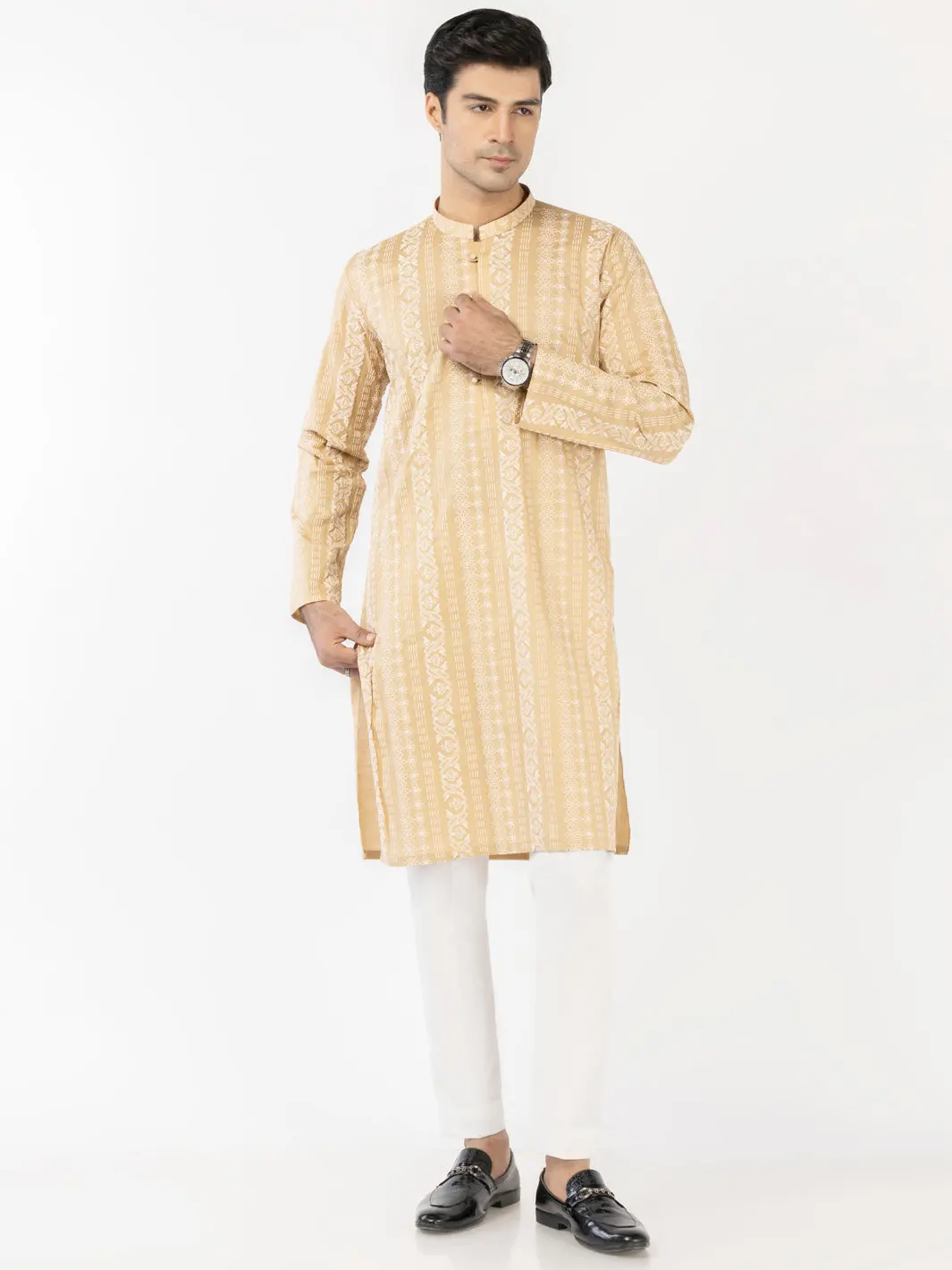 Beige Cotton Kurta - Al-K-1206A 1