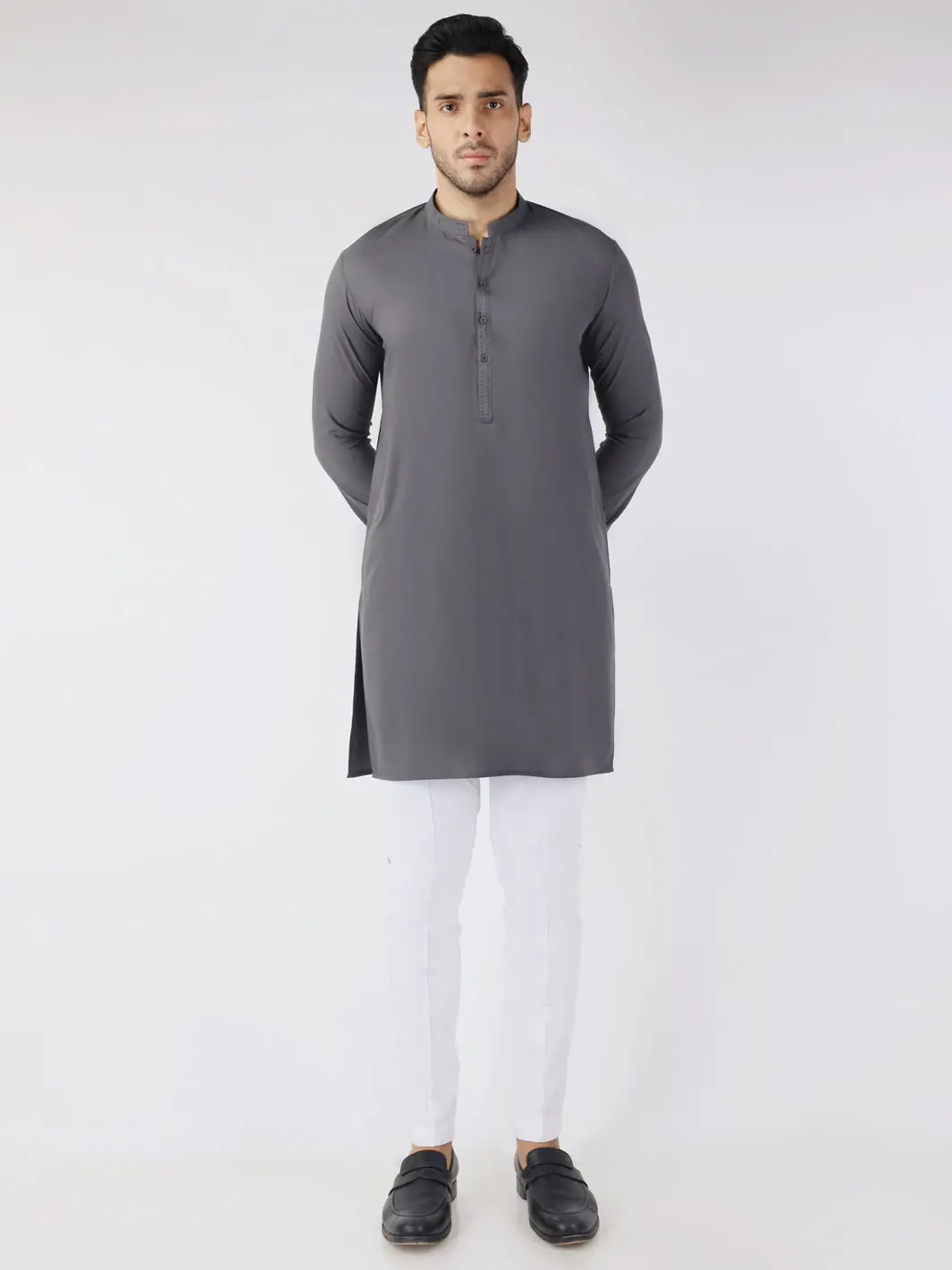 Grey Blended Kurta - Al-K-1258 1
