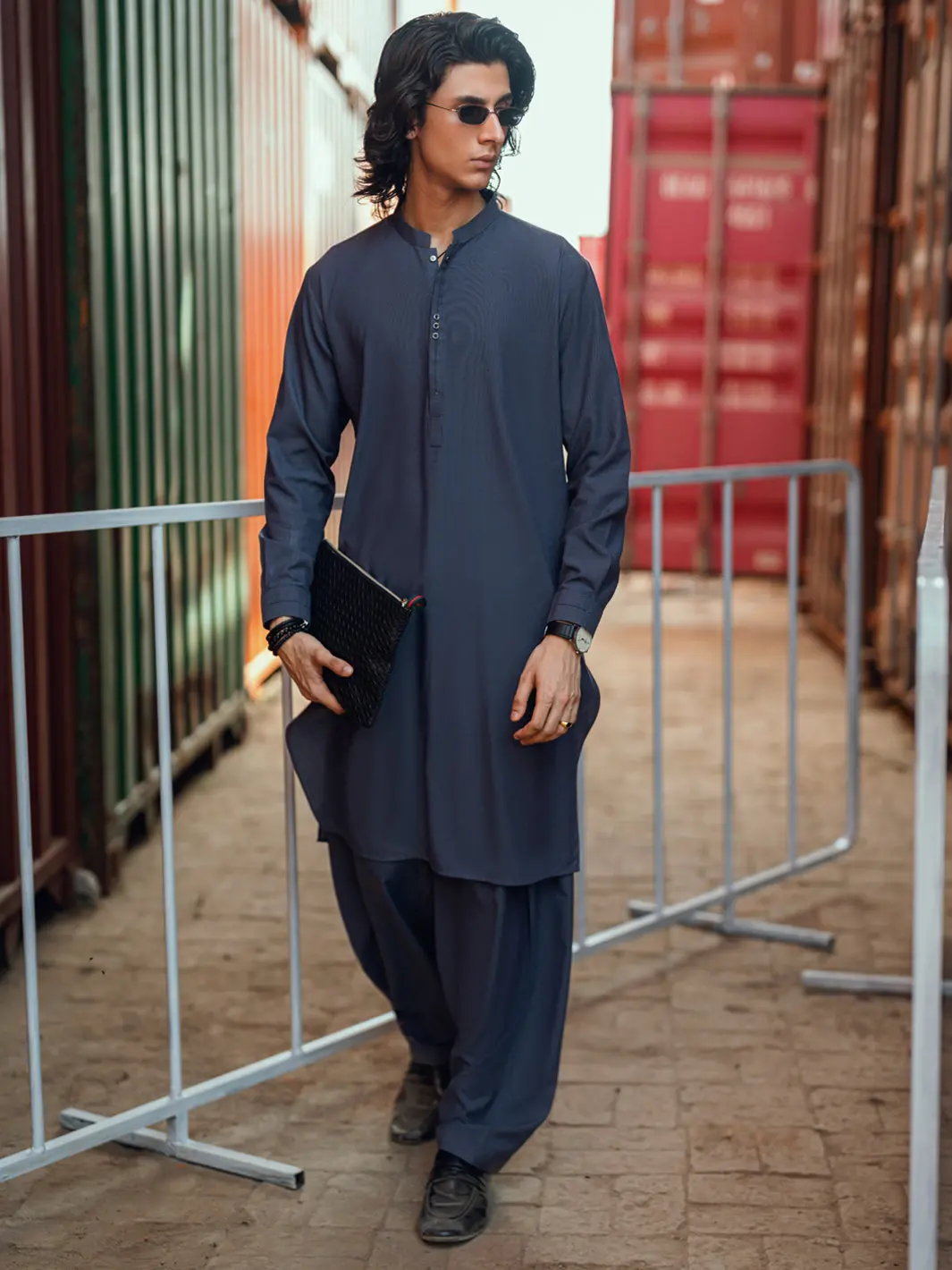 Blue Cut & Sew Kameez Shalwar - Al-Ks-3176 1