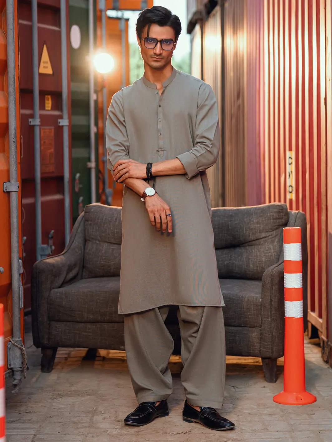 Sage Green Cut & Sew Kameez Shalwar - Al-Ks-3251 1