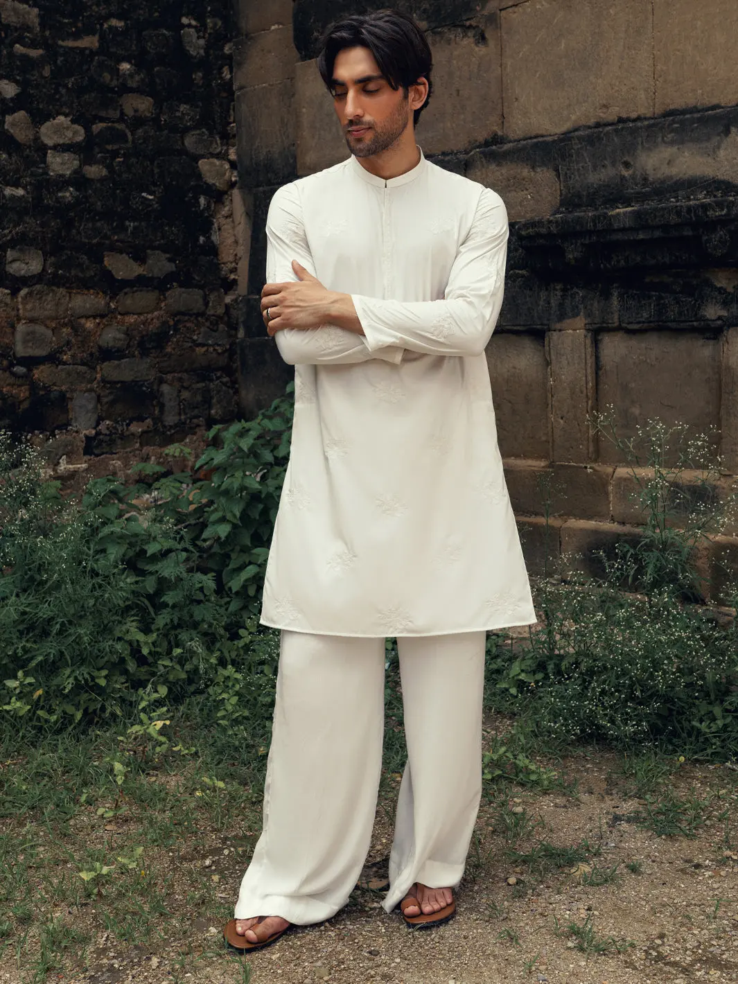 White Semi-Formal Kurta - Al-K-1275 1