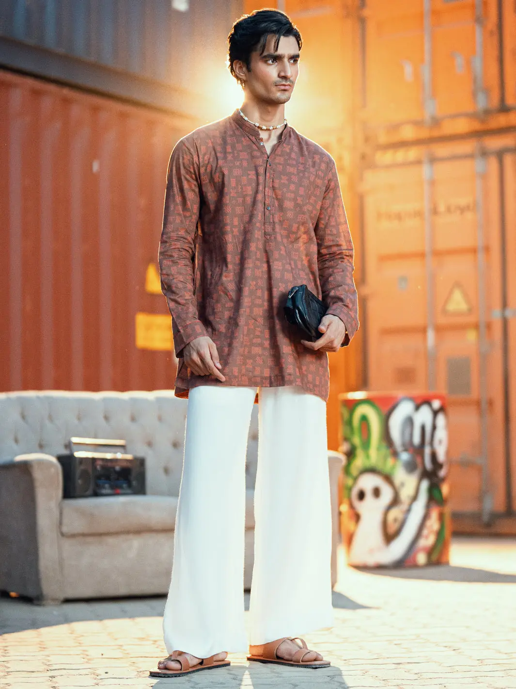 Brown Cotton Plain Kurta - Al-K-1197 1