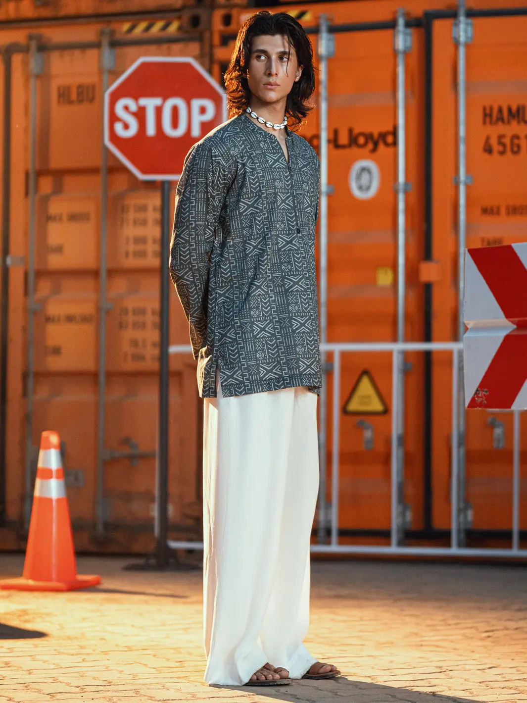 Grey Cotton Plain Kurta - Al-K-1192 1