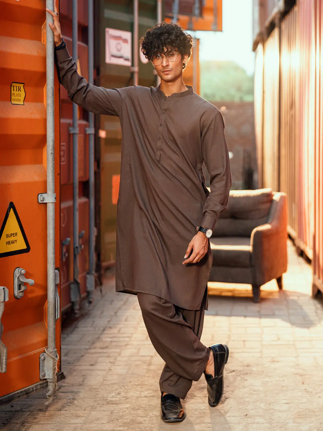 Brown Kameez Shalwar - Al-Ks-3278A 1