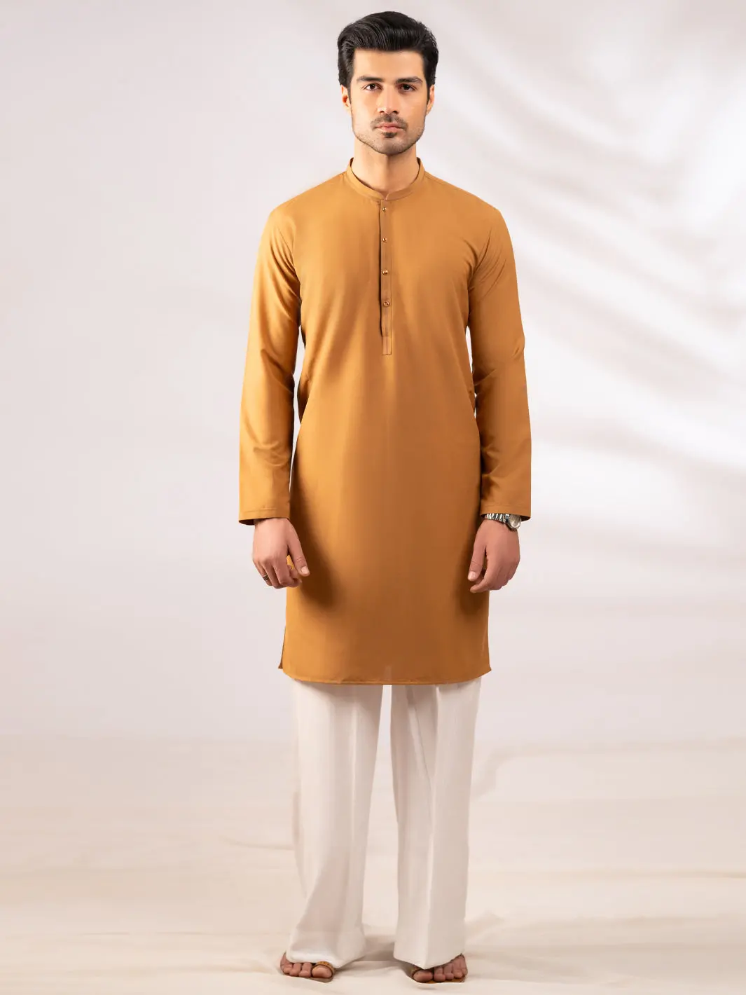 Brown Dobby Cut & Sew Kurta - Al-K-1304 1