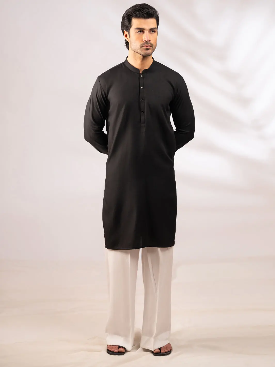 Black Plain Kurta - Al-K-1307 1