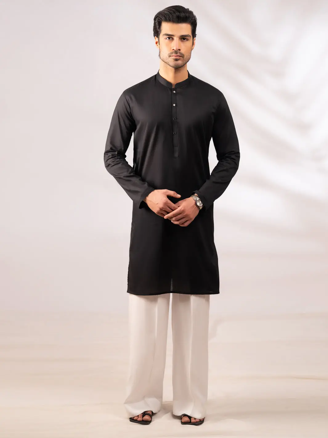 Black Plain Kurta - Al-K-1308 1