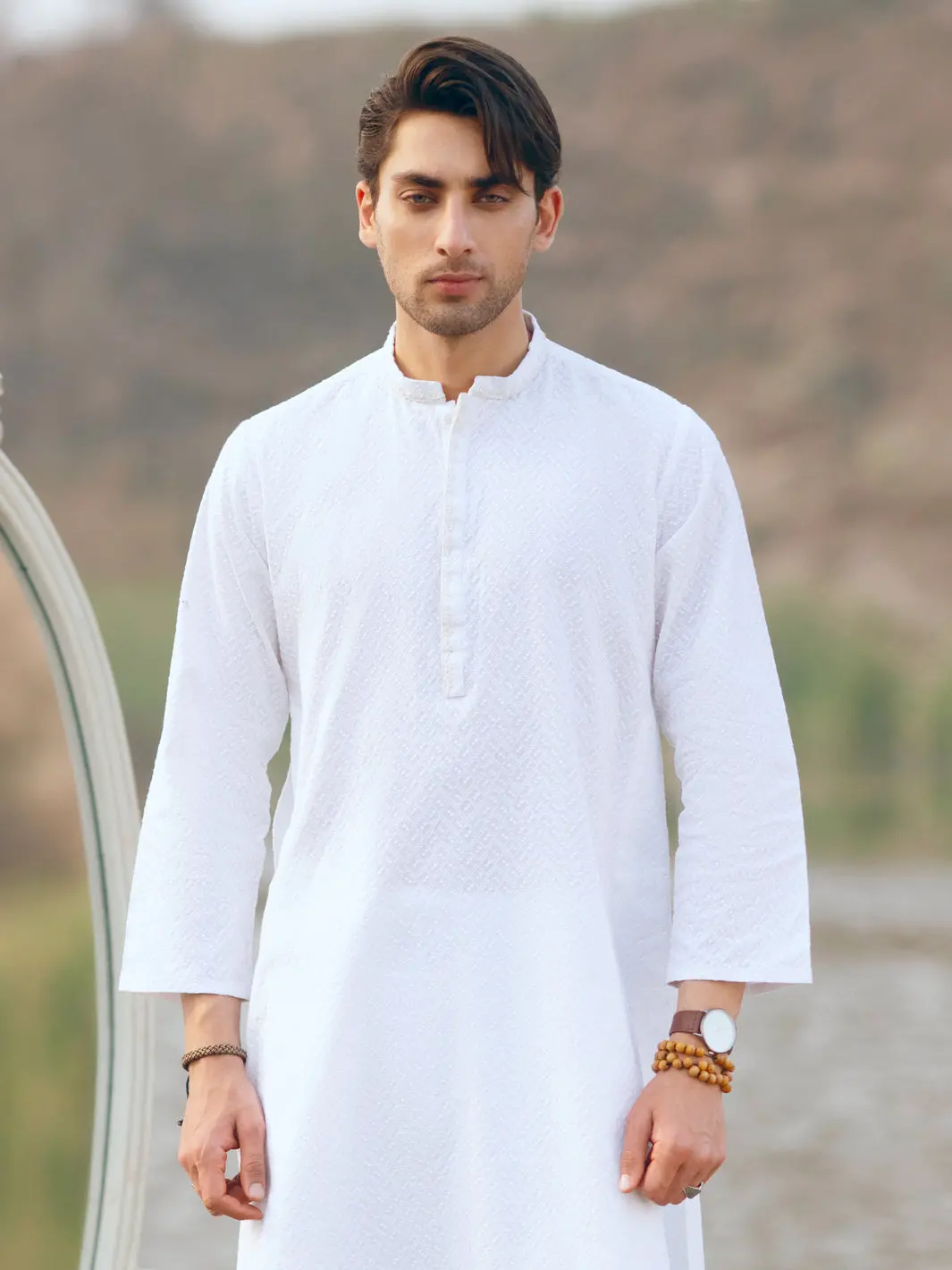 White Cotton Formal Kurta - Al-K-1311A 2