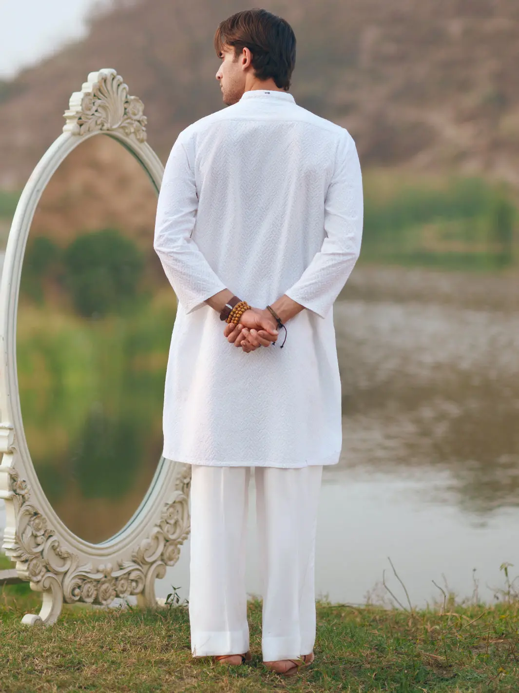 White Cotton Formal Kurta - Al-K-1311A 3